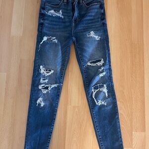 American Eagle Outfitters Dark Blue Distressed Skinny Jeans